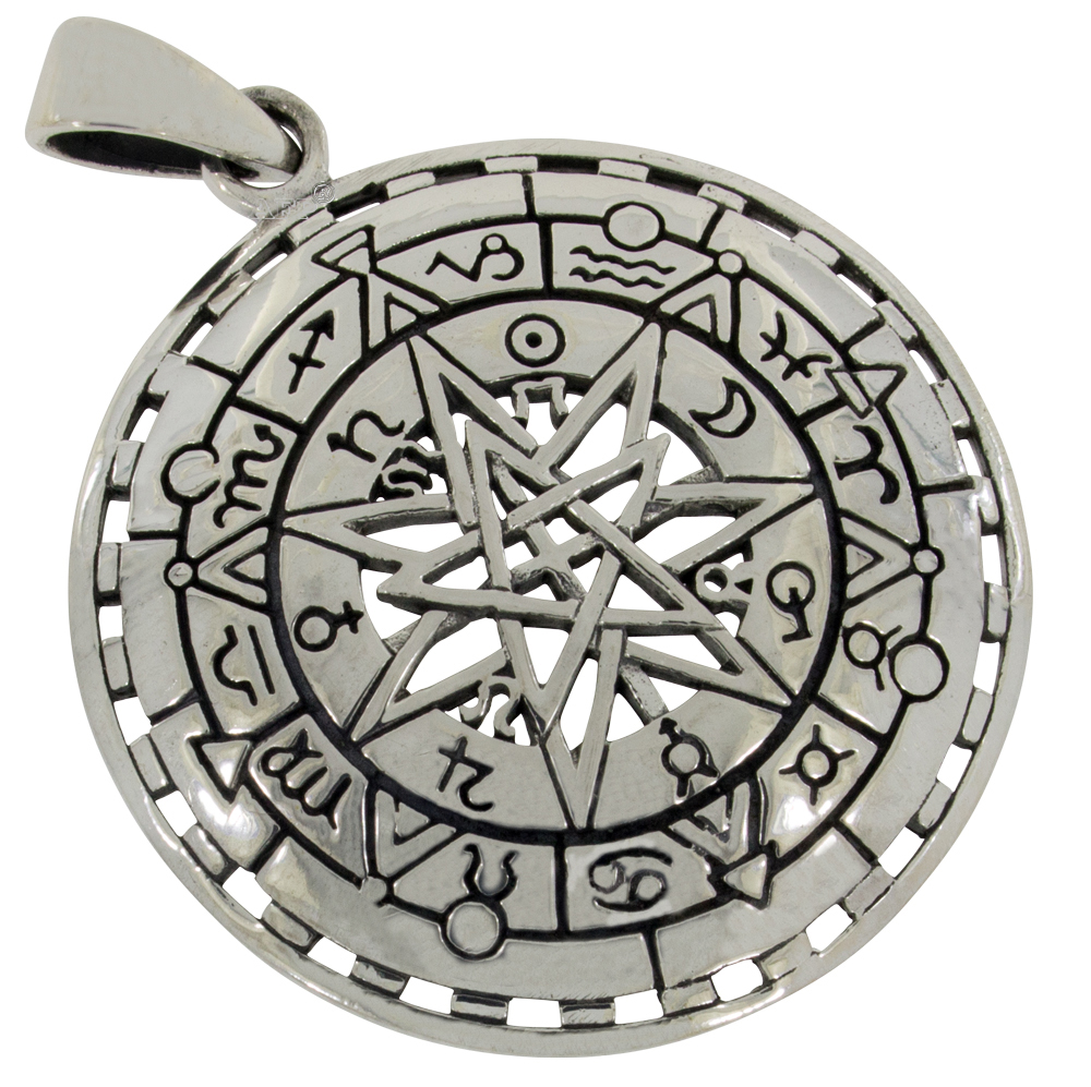 Pentagramm mit Tierkreiszeichen Anhänger Silber 925