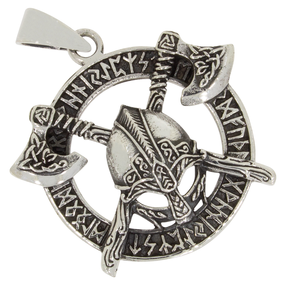 Wikinger Helm mit Runen Anhänger Silber 925