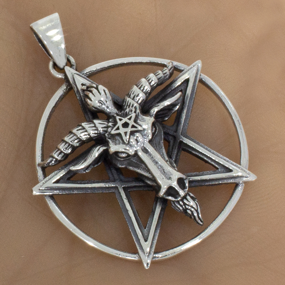 Silberanhänger Baphomet Pentagramm