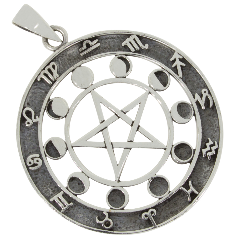 Pentagramm mit Tierkreiszeichen Anhänger Silber 925