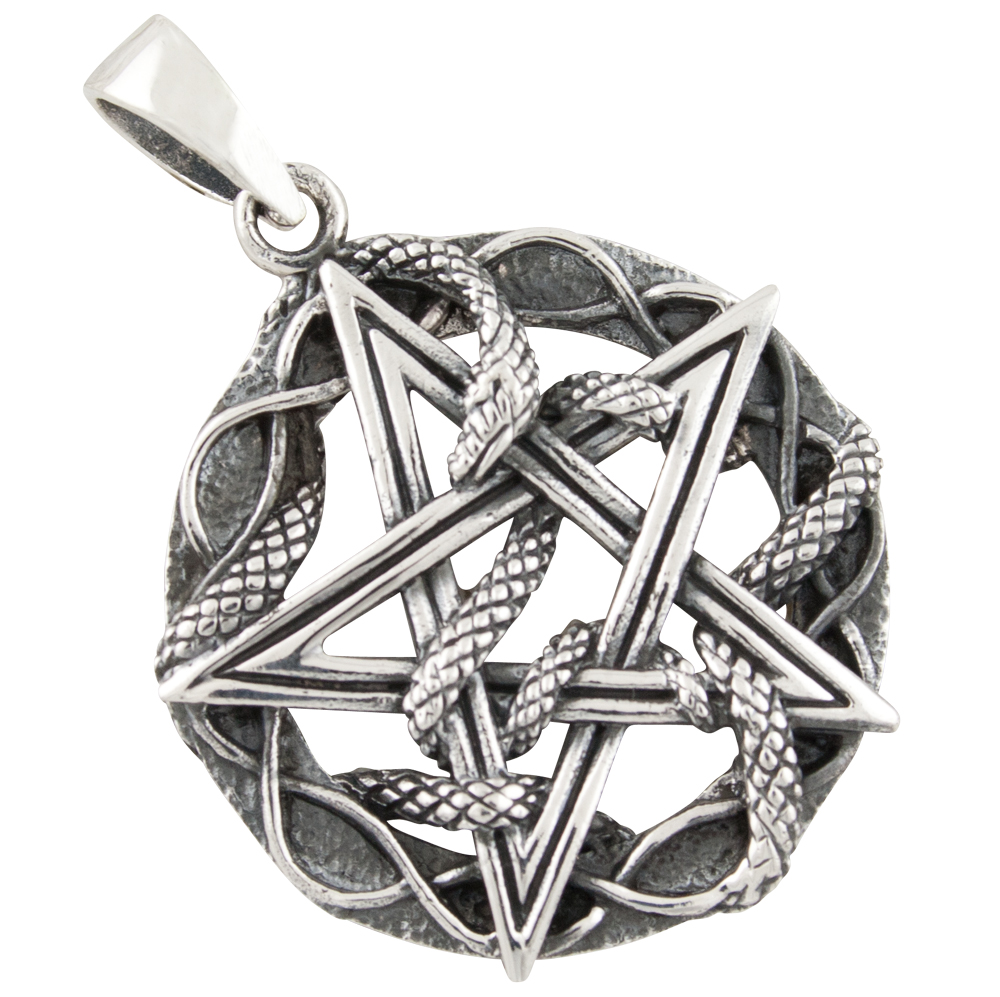 Pentagramm Schlange Anhänger Silber 925
