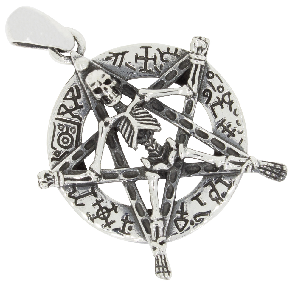 Anhänger Pentagramm mit Skelett Silber 925