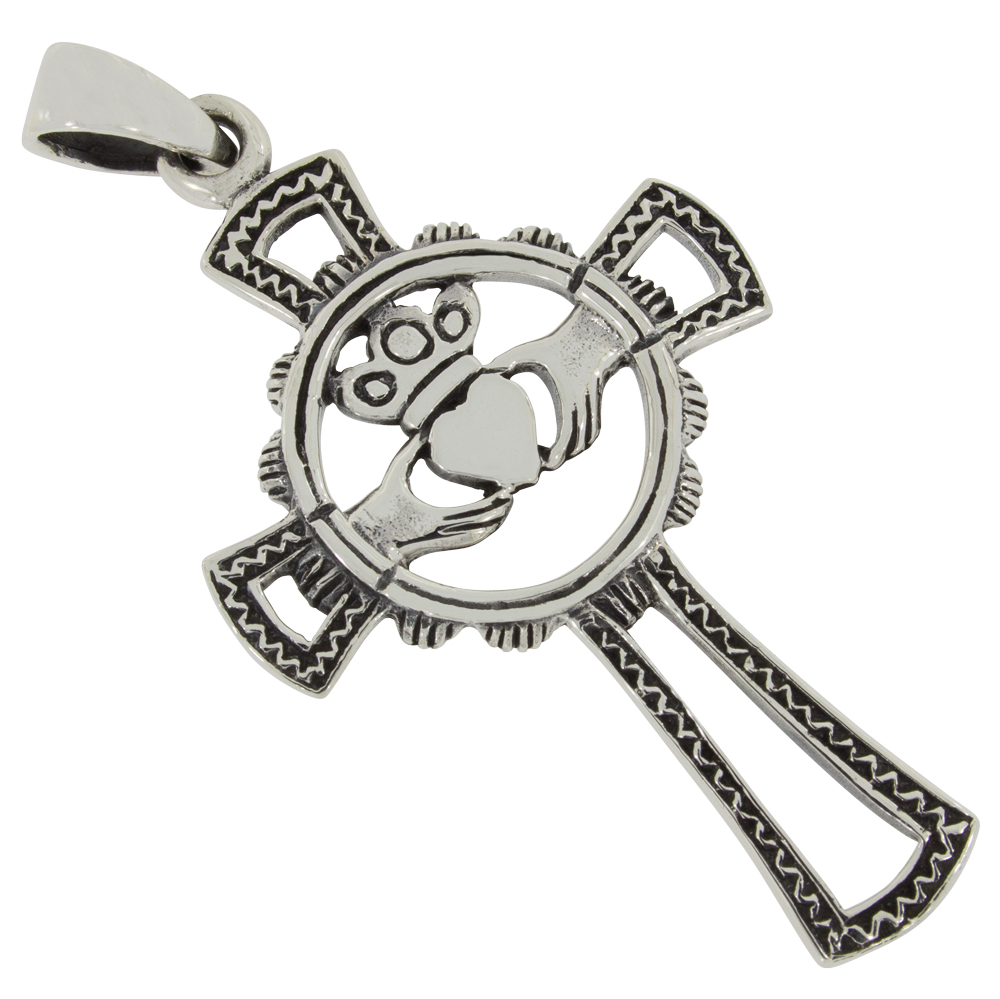 Claddagh Kreuz Anhänger Silber 925