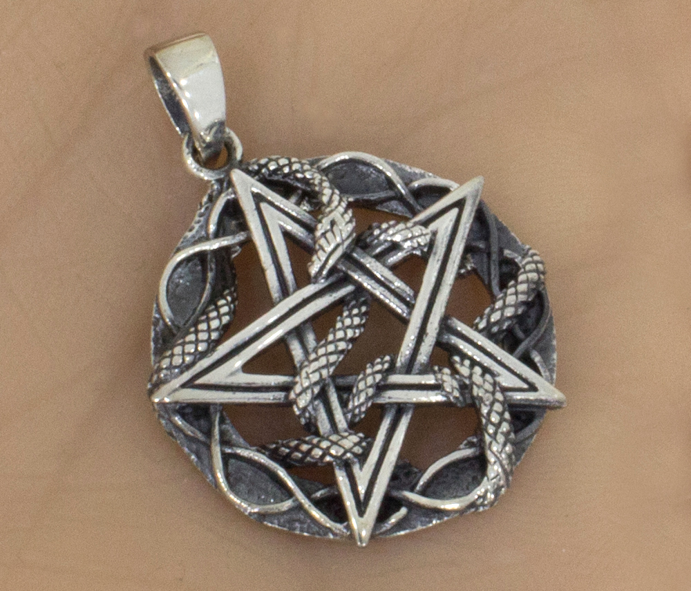 Silberanhänger Pentagramm Schlange