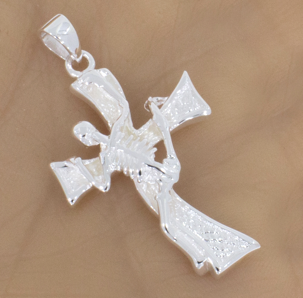 Silberanhänger Kreuz mit Skelett