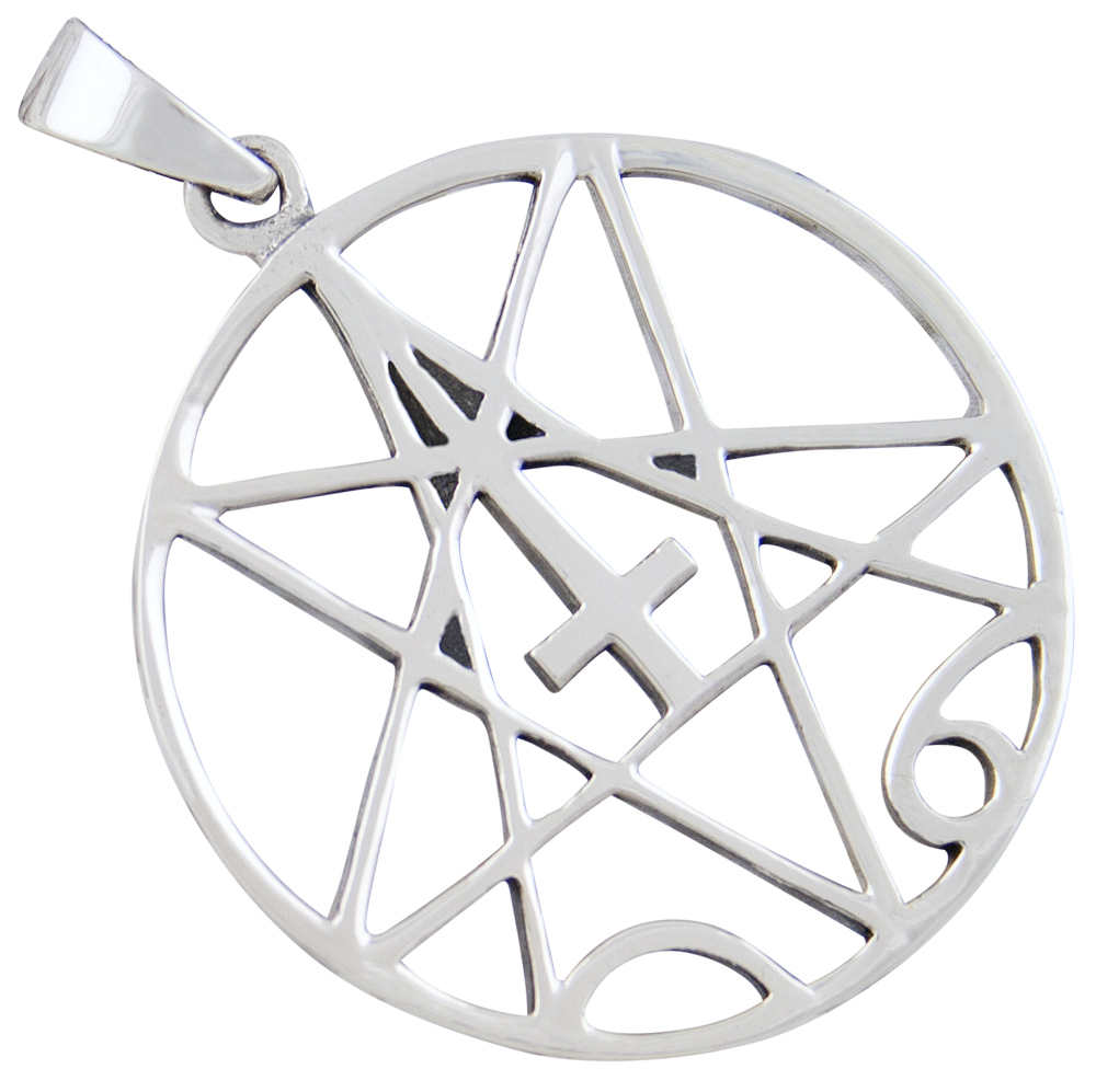 Pentagramm mit umgedrehten Kreuz, Anhänger Silber 925