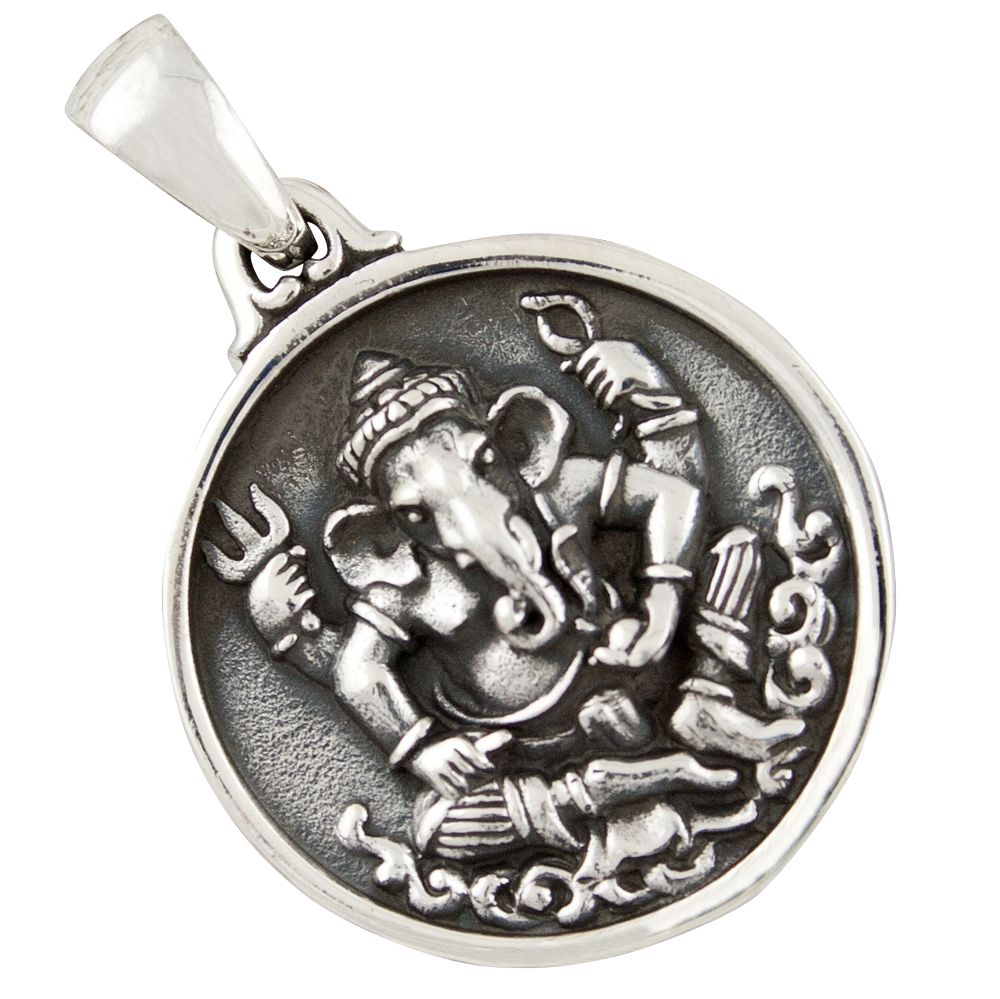 Runder Silberanhänger von Ganesha