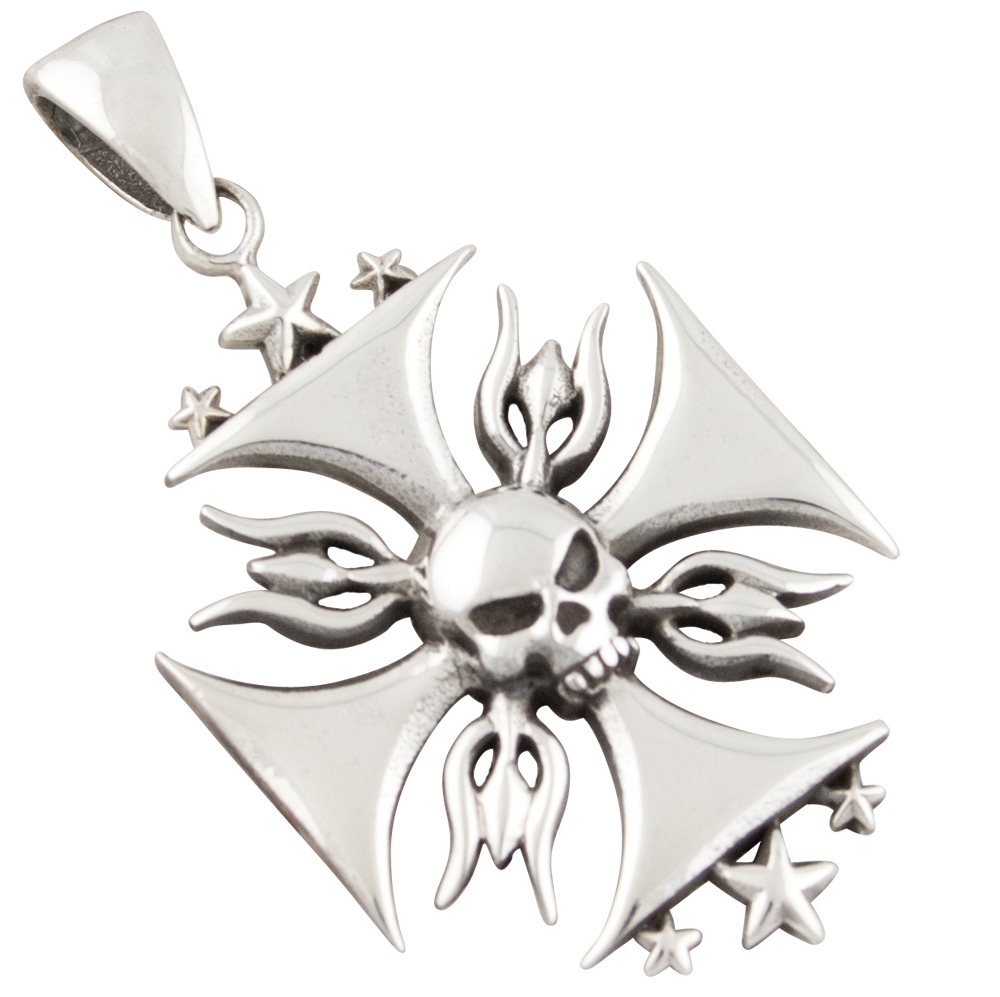 Eisernes Kreuz mit Skull, Anhänger Silber 925