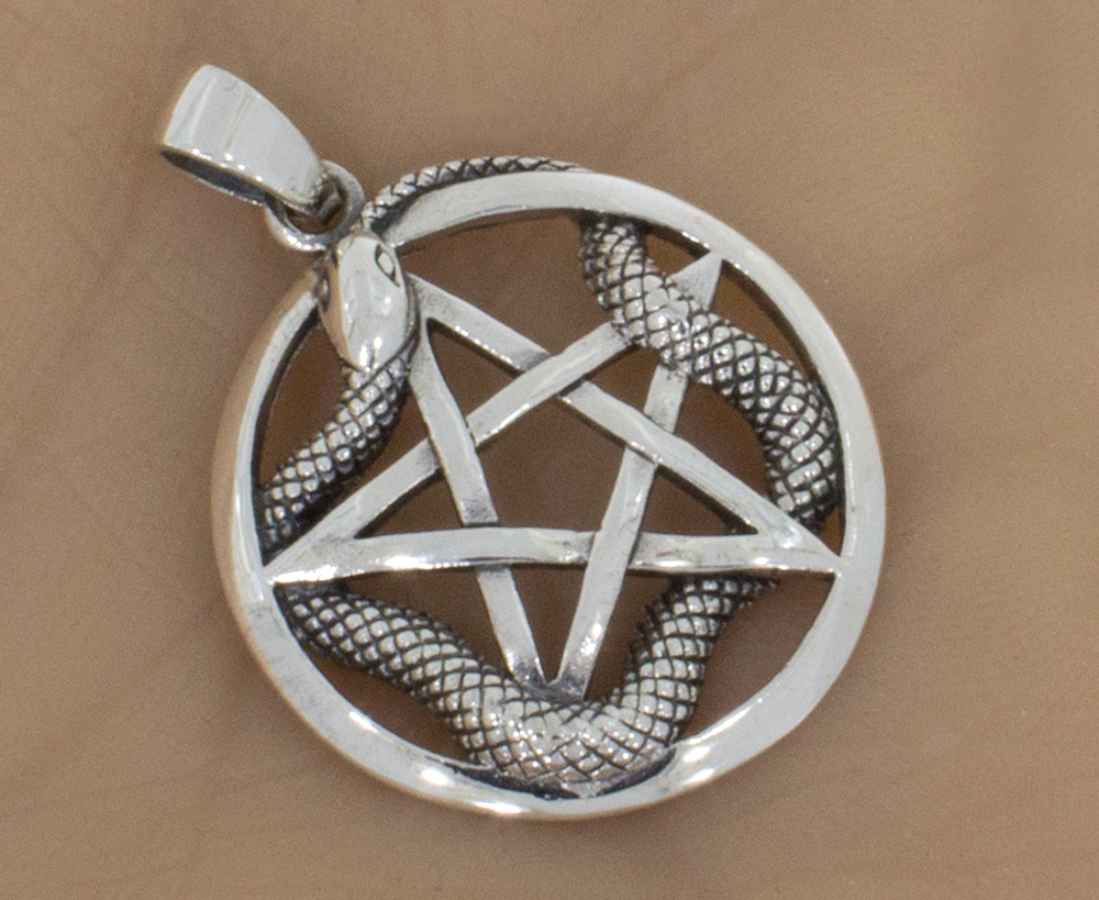 Silberanhänger Pentagramm Schlange